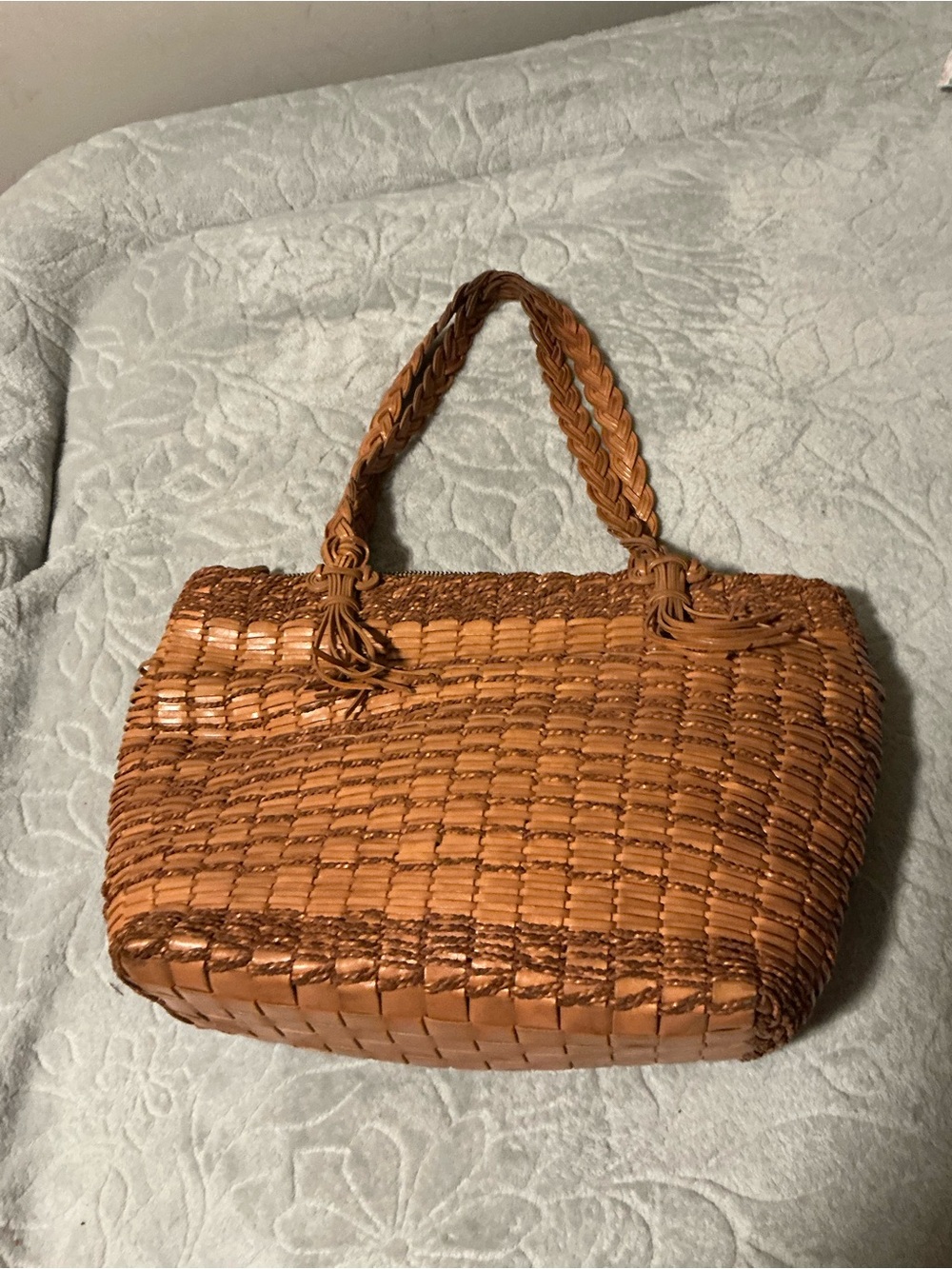 Monsac Woven Tote Bag in Tan Brown